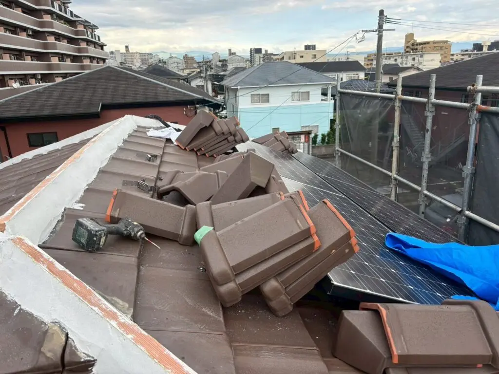 熊本県熊本市 中央区　棟瓦漆喰工事　板金塗装工事